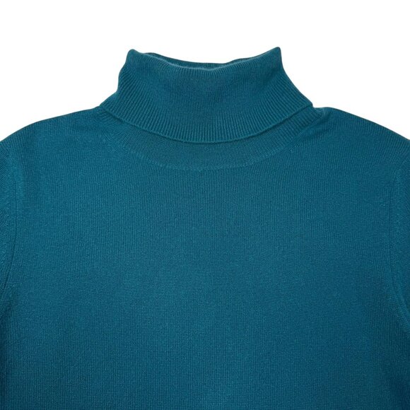 Cashmere By Bloomingdails Cashmere Turtleneck Sweater Sz. L Teal Blue Classic - Picture 4 of 9